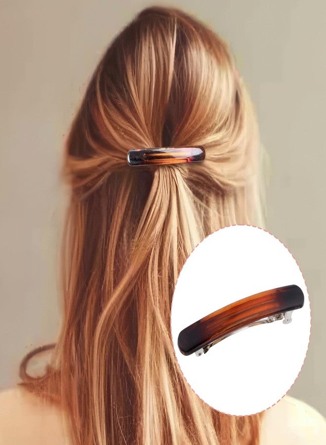 STSTR 6PCS French Barrette Hair Clips for Women, 2.48 Inch Small Tortoise Shell Hair Clip, Curved Glossy Thin Hair Flat Hair Accessories for Women - Amber, Oval Style - Image 4